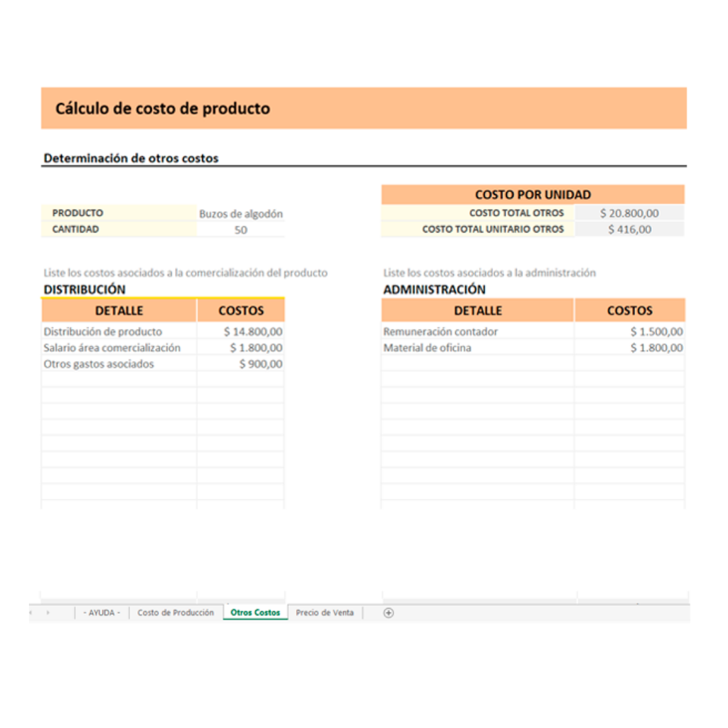 Cálculo de costo de productos