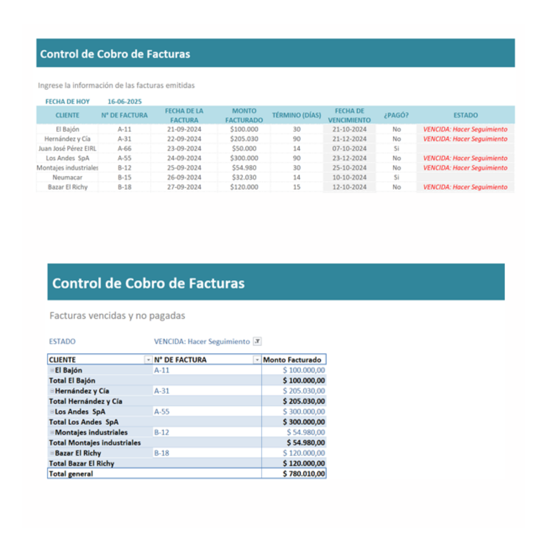 Control de cobro de facturas